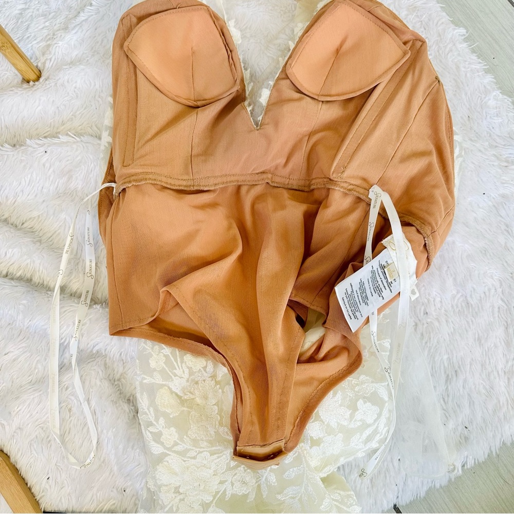 Galina Signature Embroidered Floral Illusion Bodysuit Wedding Dress - Picture 17 of 17